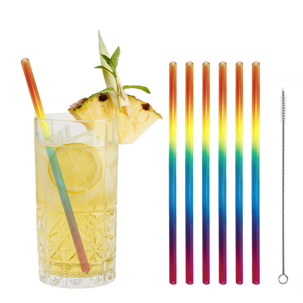 Unser 23 cm langer Glastrinkhalm ist ideal für den großen Durst – mit seiner Länge passt er perfekt in große Longdrink- oder Cocktailgläser. Im Set enthalten sind 6 farbenfrohe Glastrinkhalme (23 cm, gerade) in Regenbogenfarben und eine Reinigungsbürste.