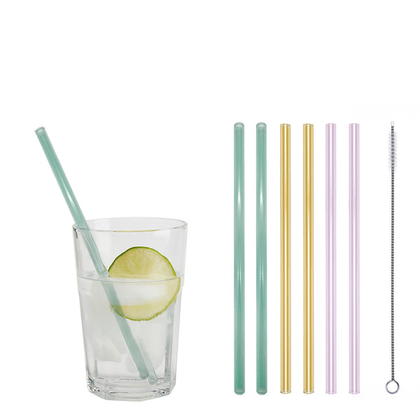 Unser 20 cm langer Standard-Glastrinkhalm passt in jedes Trinkglas! Ob Longdrink, Saftschorle, Wasser oder Softdrink – der 20 cm lange Allrounder ist für jede Erfrischung bereit! Im „Bunte Mischung“-Set enthalten sind 6 farblich sortierte Glastrinkhalme (2 x Mint, 2 x Gelb, 2 x Rosa) in 20 cm, gerade, und eine Reinigungsbürste aus Nylon.