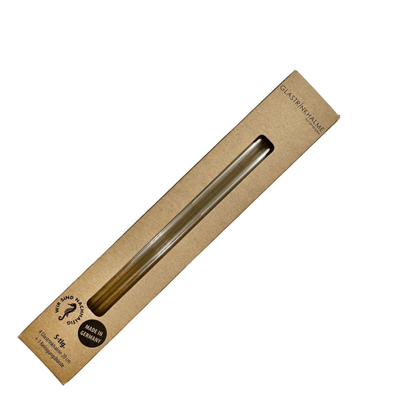 4 klare Glastrinkhalme (20 cm) + Reinigungsbürste