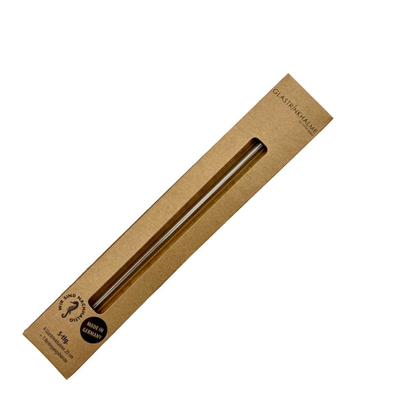 2 klare Glastrinkhalme (20 cm) + Reinigungsbürste