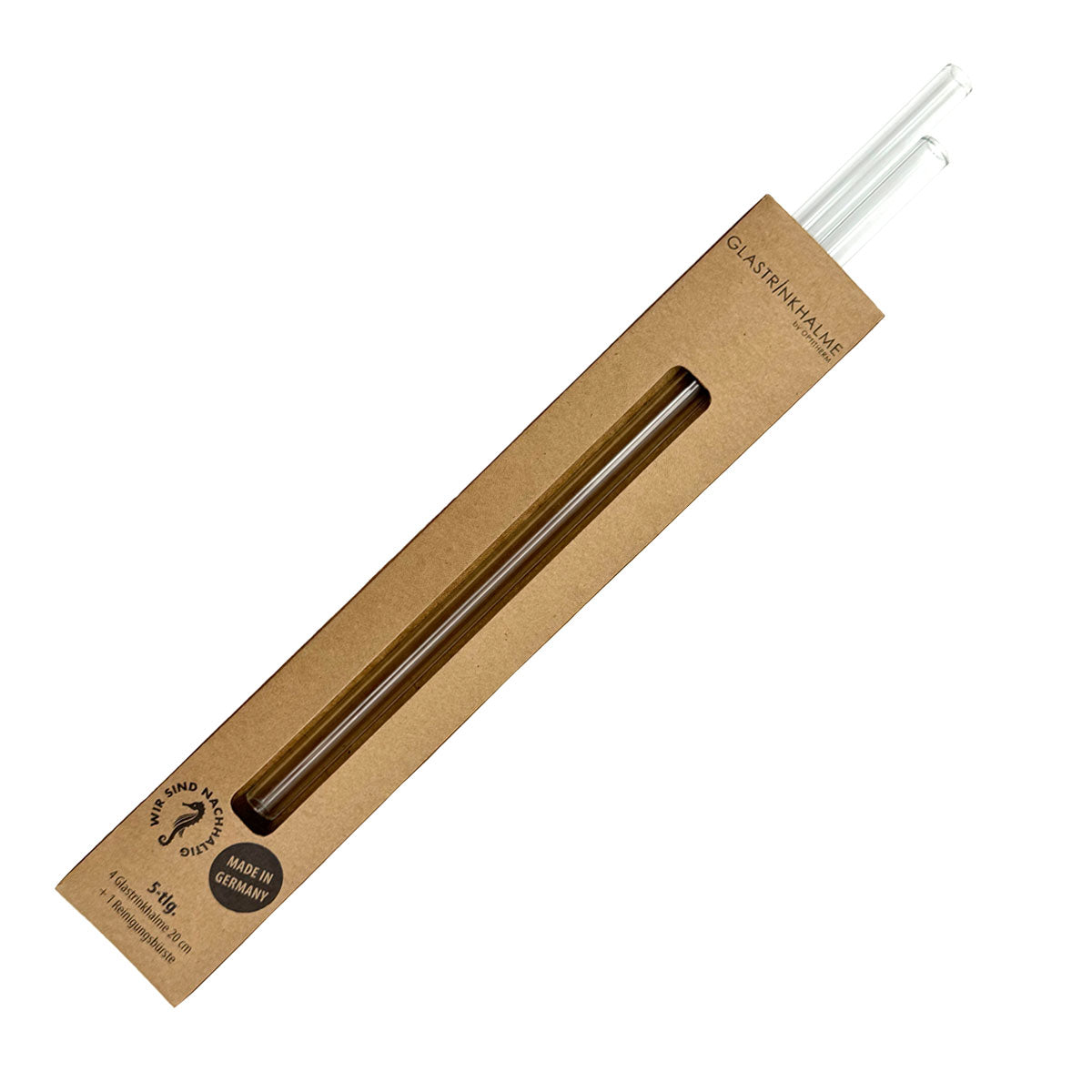 2 klare Glastrinkhalme (20 cm) + Reinigungsbürste