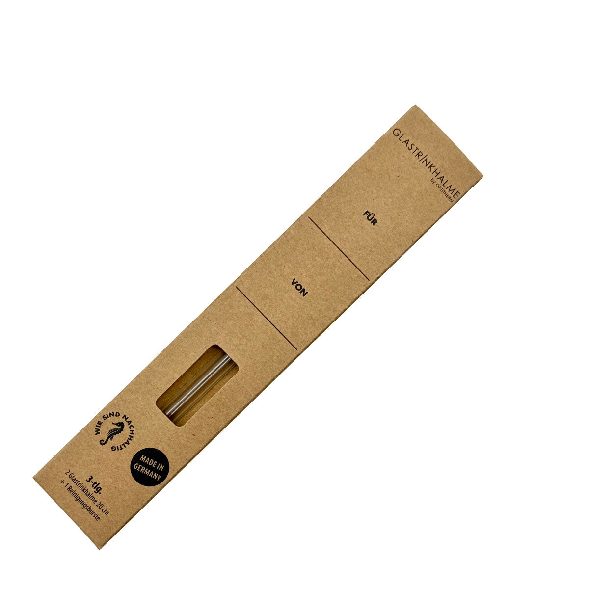 2 klare Glastrinkhalme (20 cm) + Reinigungsbürste