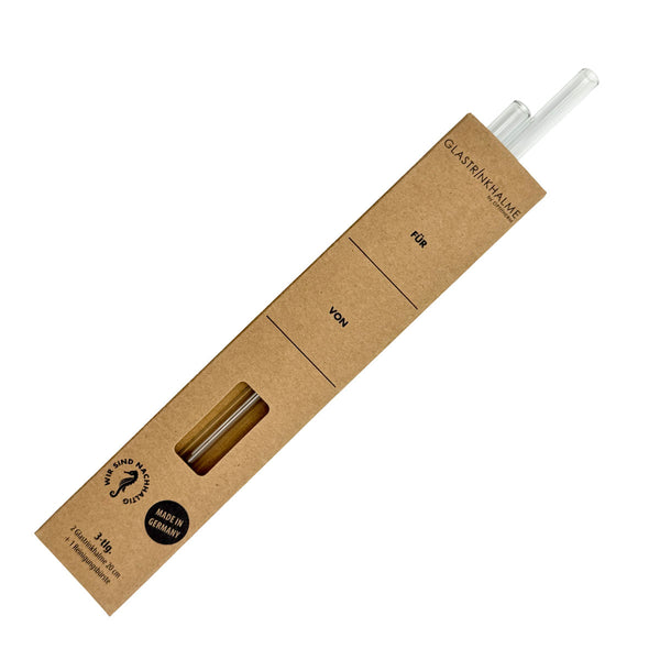 2 klare Glastrinkhalme (20 cm) + Reinigungsbürste