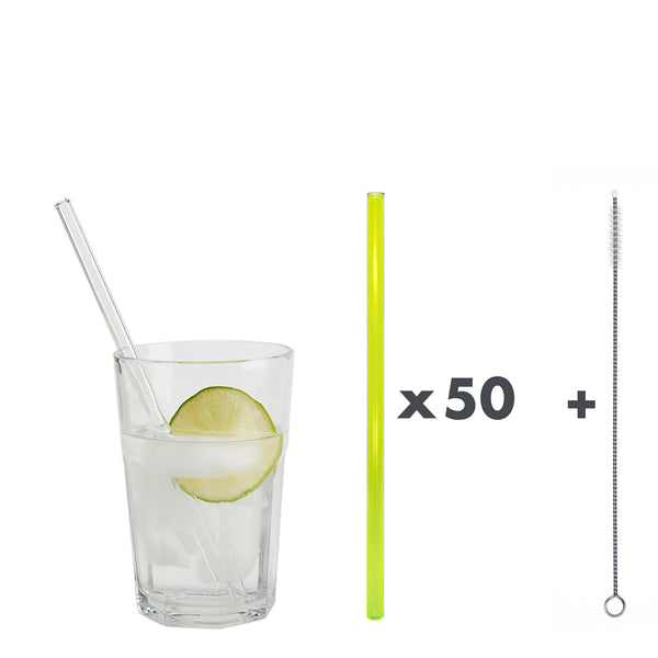 Unser 20 cm langer Standard-Glastrinkhalm passt in jedes Trinkglas!
Im Set enthalten sind 50 Glastrinkhalme in Neongelb (20 cm, gerade) in einer sicheren Verpackung und eine Reinigungsbürste aus Nylon.