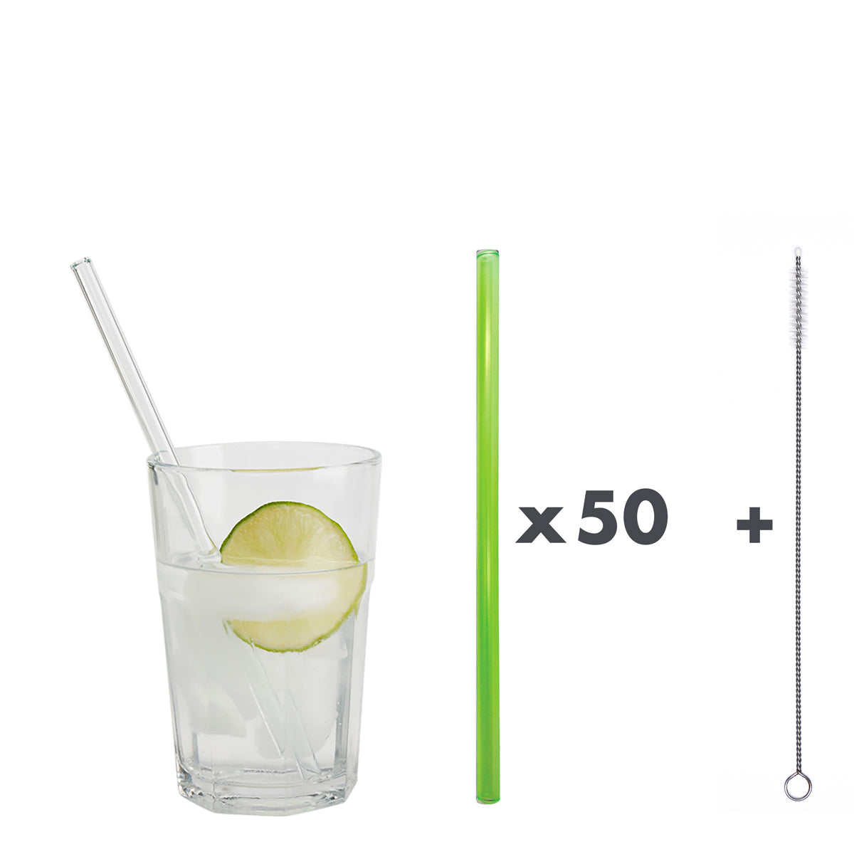 Unser 20 cm langer Standard-Glastrinkhalm passt in jedes Trinkglas!
Im Set enthalten sind 50 Glastrinkhalme in Neongrün (20 cm, gerade) in einer sicheren Verpackung und eine Reinigungsbürste aus Nylon.