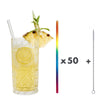 50 Glastrinkhalme in Regenbogen (23 cm) + Reinigungsbürste ohne oder mit Gravur