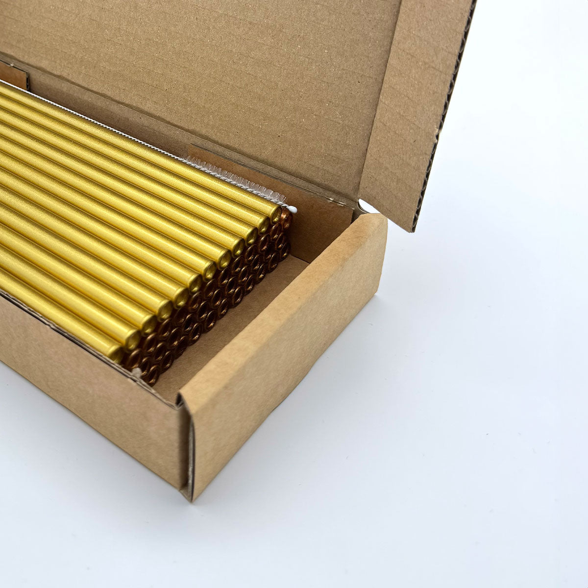 50 Glastrinkhalme in Gold (23 cm) + Reinigungsbürste ohne oder mit Gravur