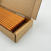 Im Set enthalten sind 50 Glastrinkhalme in Kupfer (15 cm, gerade) in einer sicheren Verpackung und eine Reinigungsbürste aus Nylon.