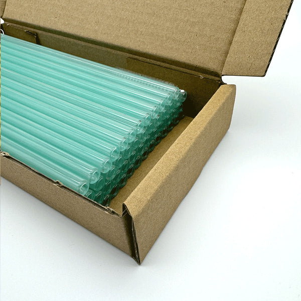 50 Glastrinkhalme in Mint (20 cm) + Reinigungsbürste ohne oder mit Gravur