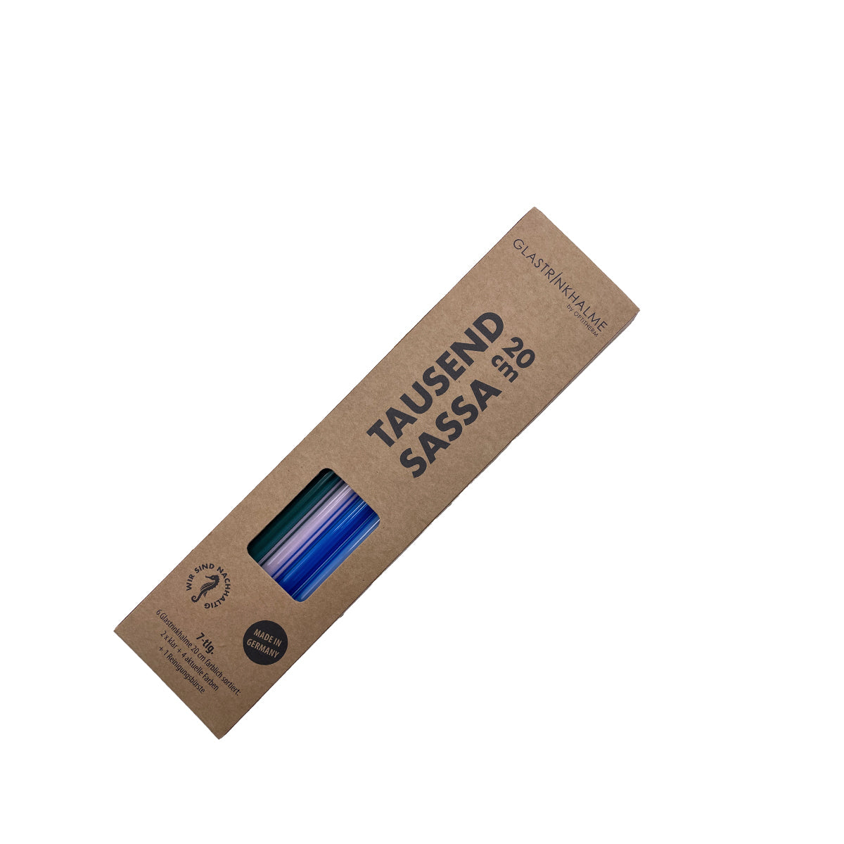 Unser 20 cm langer Standard-Glastrinkhalm passt in jedes Trinkglas - ein echter „Tausendsassa“ also! Ob Longdrink, Saftschorle, Wasser oder Softdrink: der 20 cm lange Tausendsassa freut sich über jede Erfrischung! Im Set enthalten sind 6 farblich sortierte Glastrinkhalme (20 cm, gerade; 1x blau, 1x lavendel, 1x blaugrün, 1x rosa, 2x klar) und eine Reinigungsbürste aus Nylon oder Baumwolle. Produktmaße Länge: 20 cm Durchmesser: 8 mm