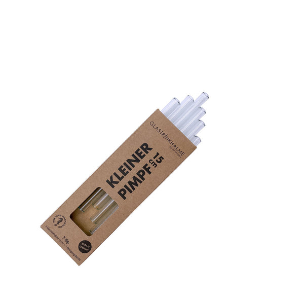 Mit 15 cm ist unser „kleiner Pimpf“ zwar der kleinste Trinkhalm, aber trotzdem vielseitig einsetzbar! Er eignet sich perfekt für kleine Gläser, Tumbler, Martini- oder Weingläser - oder auch zum Schlürfen einer leckeren Suppe! Im Set enthalten sind 6 klare Glastrinkhalme (15 cm, gerade) und eine Reinigungsbürste aus Nylon oder Baumwolle.