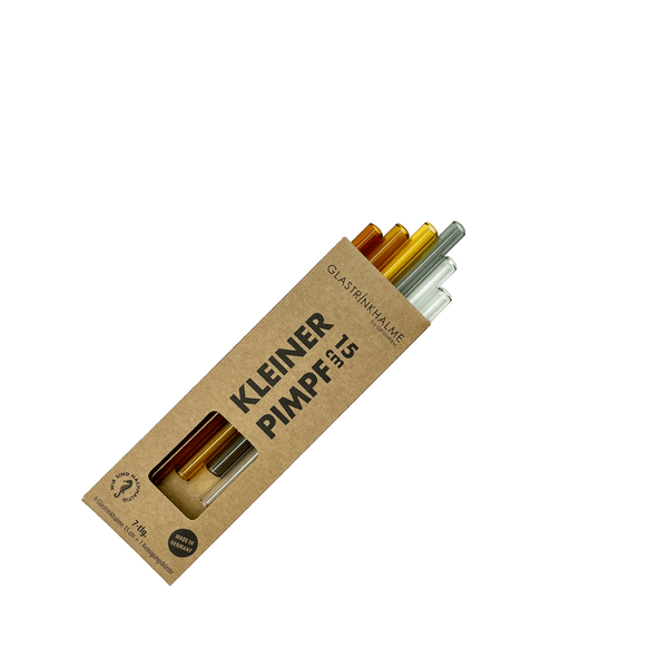 Im Set enthalten sind 6 farblich sortierte Glastrinkhalme (15 cm, gerade; 1x Amber, 1x Light Amber, 1x Gelb, 1x Grau, 2x Klar) und eine Reinigungsbürste aus Nylon. Produktmaße Länge: 15 cm Durchmesser: 8 mm