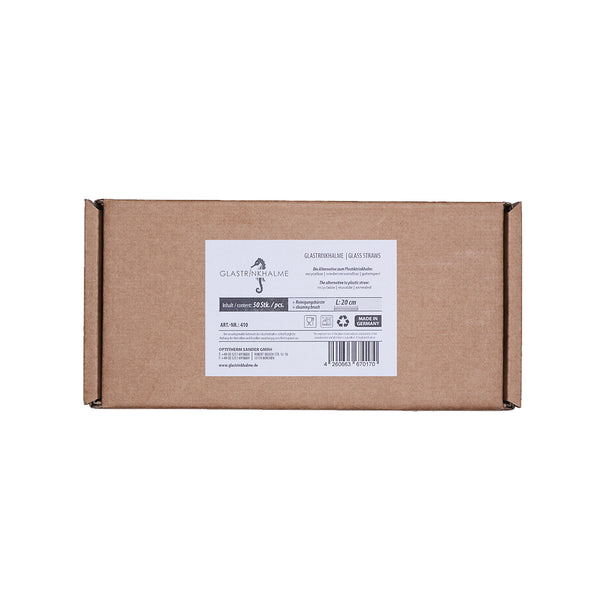 Unser 20 cm langer Standard-Glastrinkhalm passt in jedes Trinkglas - ein echter „Tausendsassa“ also! Ob Longdrink, Saftschorle, Wasser oder Softdrink: der 20 cm lange Tausendsassa freut sich über jede Erfrischung! Im Set enthalten sind 50 klare Glastrinkhalme (20 cm, gerade) in einer sicheren Verpackung und eine Reinigungsbürste aus Nylon oder Baumwolle. Produktmaße Länge: 20 cm Durchmesser: 8 mm