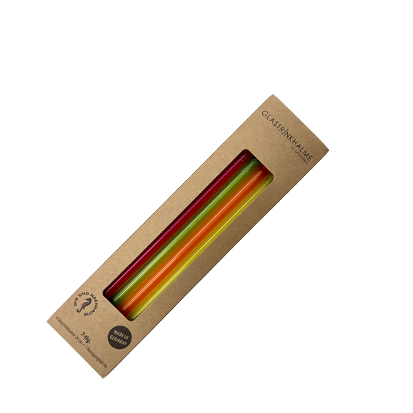 Im Set enthalten sind 4 Neon-farbige (1 x Neonorange, 1 x Neonpink, 1 x Neongelb, 1 x Neongrün) sowie 2 klare Glastrinkhalme (20 cm, gerade), die mit weihnachtlichen Motiven graviert sind und eine Reinigungsbürste aus Nylon. Sie können in einer neutralen, oder weihnachtlichen Verpackung erworben werden. Bitte bei der Bestellung angeben.