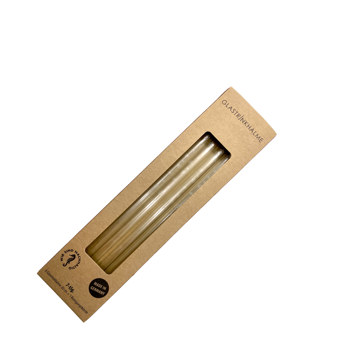 6 klare Glastrinkhalme mit Gravur (20 cm)