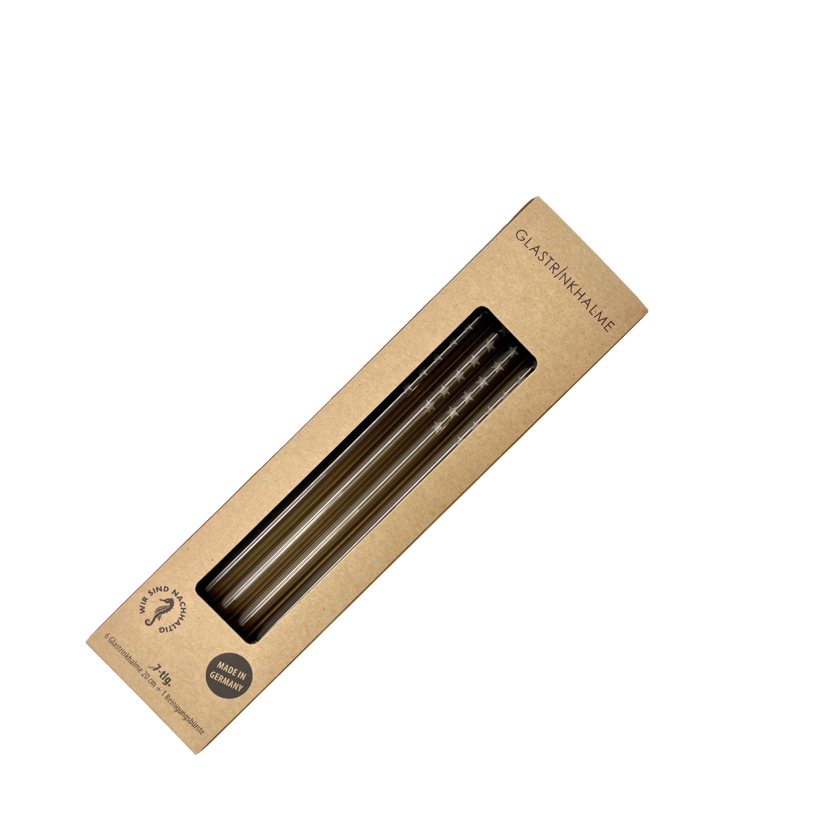 6 graue Glastrinkhalme mit Gravur (20 cm)