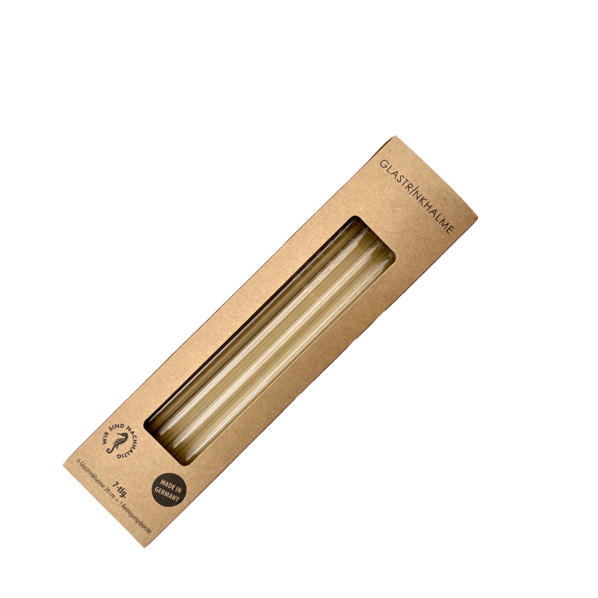 6 klare Glastrinkhalme mit Gravur (20 cm)