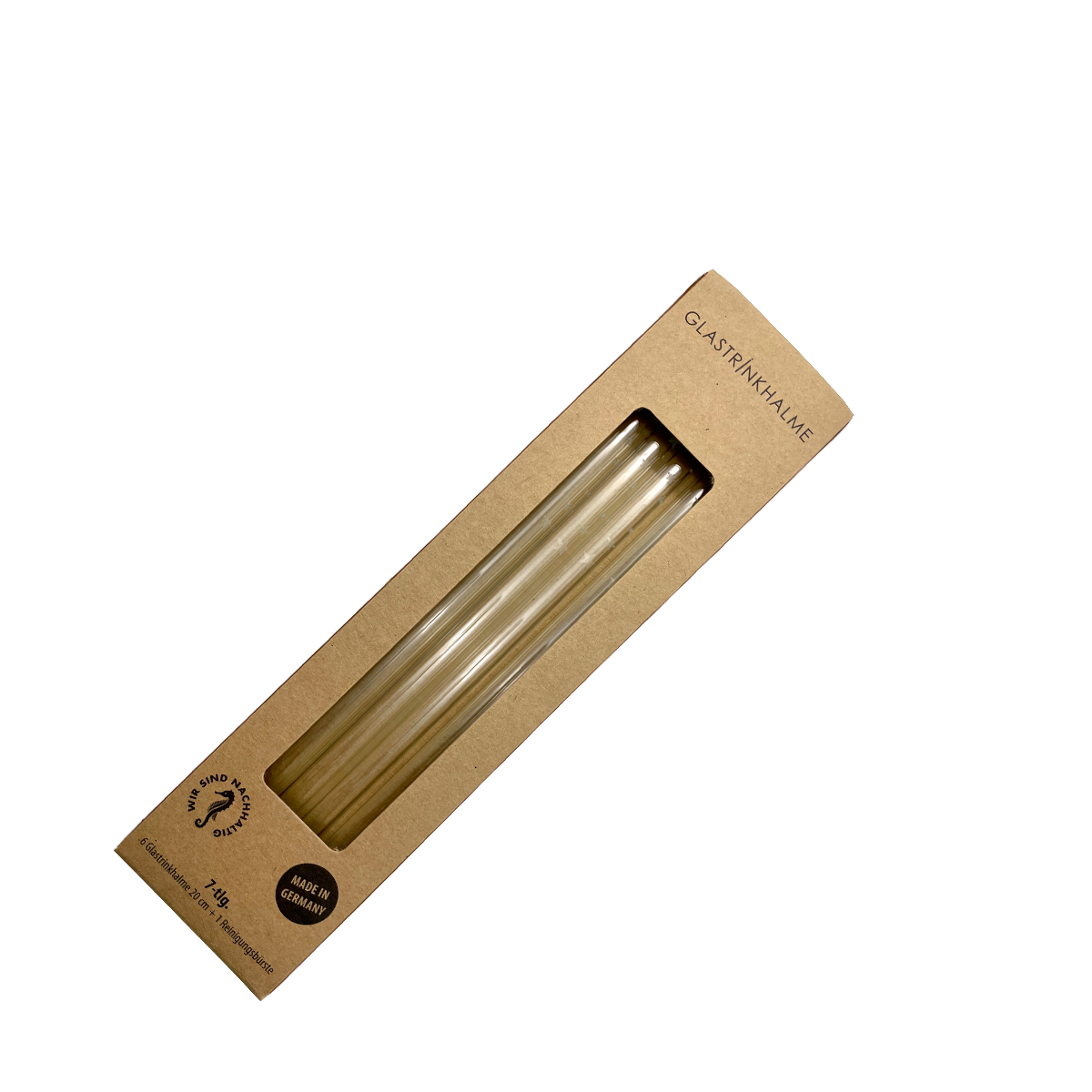 6 klare Glastrinkhalme mit Gravur (20 cm)