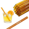 50 Glastrinkhalme in Amber (15 cm) + Reinigungsbürste ohne oder mit Gravur