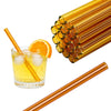 50 Glastrinkhalme in Amber (15 cm) + Reinigungsbürste ohne oder mit Gravur