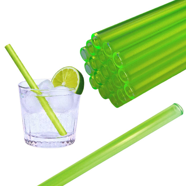 50 Glastrinkhalme in Neongrün (15 cm) + Reinigungsbürste ohne oder mit Gravur