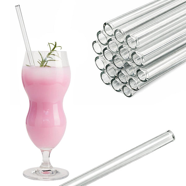 50 Glastrinkhalme in Klar (27 cm) + Reinigungsbürste ohne oder mit Gravur