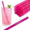 50 Glastrinkhalme in Neonpink (23 cm) + Reinigungsbürste ohne oder mit Gravur