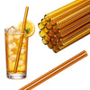 50 Glastrinkhalme in Amber (20 cm) + Reinigungsbürste ohne oder mit Gravur