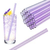 50 Glastrinkhalme in Lavendel (20 cm) + Reinigungsbürste ohne oder mit Gravur