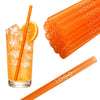 50 Glastrinkhalme in Neonorange (20 cm) + Reinigungsbürste ohne oder mit Gravur