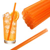 50 Glastrinkhalme in Neonorange (20 cm) + Reinigungsbürste ohne oder mit Gravur
