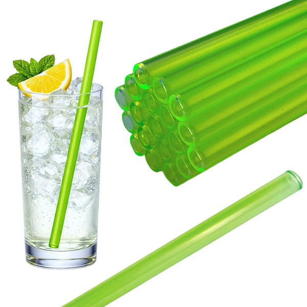 50 Glastrinkhalme in Neongrün (20 cm) + Reinigungsbürste ohne oder mit Gravur