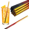 50 Glastrinkhalme in Schwarz-Rot-Gold (20 cm) + Reinigungsbürste ohne oder mit Gravur