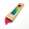 6 bunte (Regenbogenfarben) Glastrinkhalme „Knorker Kerl“ (23 cm) + Reinigungsbürste