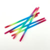 6 bunte (Regenbogenfarben) Glastrinkhalme „Knorker Kerl“ (23 cm) + Reinigungsbürste