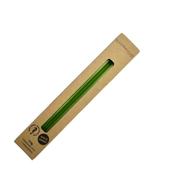 4 neongrüne Glastrinkhalme (20 cm) + Reinigungsbürste