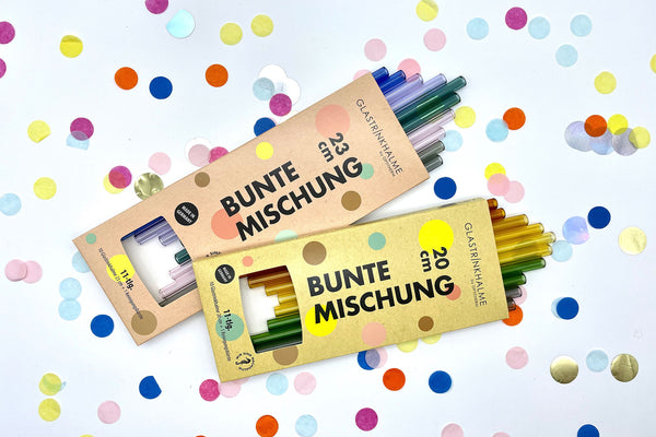 Zwei 10er Bunte Mischung Verpackungen mit Konfetti und Masken