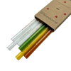 6 bunte (Amber, Gelb, Grün, Klar) Glastrinkhalme (20 cm) mit Druck "Frühlingsgefühle", "Frühlingsreif", "Frühlingszeit" + Reinigungsbürste