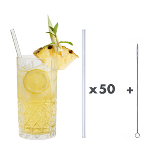 Unser „Knorker Kerl“ eignet sich auch für den großen Durst - denn mit einer Länge von 23 cm passen diese Glastrinkhalme perfekt in große Longdrink- oder Cocktailgläser und 0,25 L-Piccolo-Flaschen!  Im Set enthalten sind 50 klare Glastrinkhalme (23 cm, gerade) in einer sicheren Verpackung und eine Reinigungsbürste aus Nylon oder Baumwolle.  Produktmaße Länge: 23 cm  Durchmesser: 8 mm