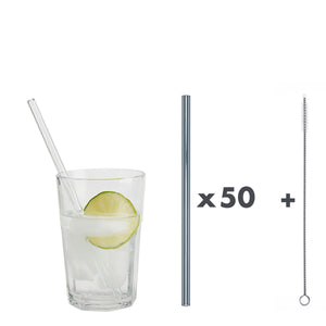 Unser 20 cm langer Standard-Glastrinkhalm passt in jedes Trinkglas - ein echter „Tausendsassa“ also! Ob Longdrink, Saftschorle, Wasser oder Softdrink: der 20 cm lange Tausendsassa freut sich über jede Erfrischung!  Im Set enthalten sind 50 Glastrinkhalme in Grau (20 cm, gerade) in einer sicheren Verpackung und eine Reinigungsbürste aus Nylon oder Baumwolle.  Produktmaße Länge: 20 cm  Durchmesser: 8 mm