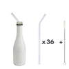 Glastrinkhalme by Optitherm, Glastrinkhalm mit Knick, 23 cm, Knorker Kerl, Verwendungszweck für 0,25 l Piccolo-Flasche, 36 Stück mit einer Baumwolle-Reinigungsbürste