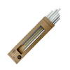 6 farblich sortierte (Silber, Weiß-Satiniert, Perlmutt) Glastrinkhalme "Silbermix2" mit Gravur (20 cm) "Sterne gerade" + Reinigungsbürste