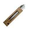 6 farblich sortierte (Grau, Klar, Silber) Glastrinkhalme "Silbermix" mit Gravur (20 cm) "Sterne gerade" + Reinigungsbürste